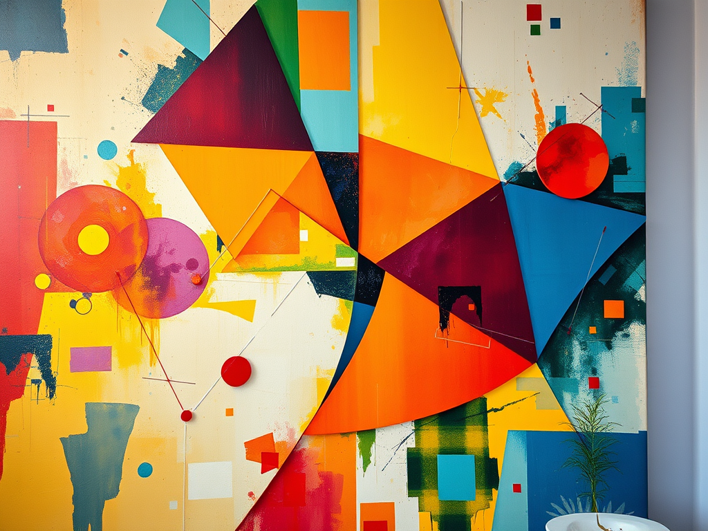 Painting with varying shapes and colors - a visual representation of emotional range and regulation.