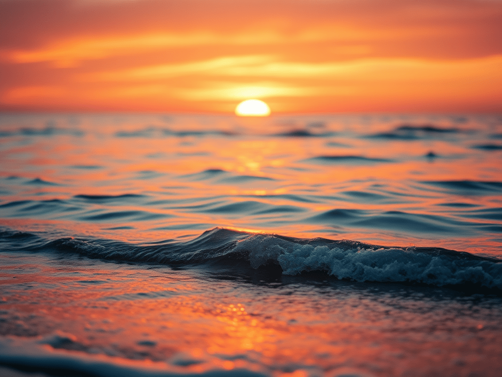 Sunrise over calm ocean waters - representing relaxation and calm